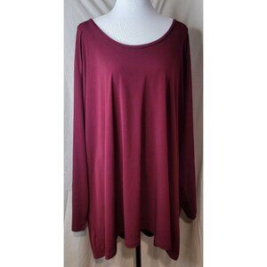 Susan Graver Liquid Knit Stretch Tunic Top Burgundy 5X Modern Essentials Mint